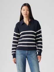 Levi's Sweter w kolorze granatowo-białym rozmiar: L. Niebieskie swetry klasyczne damskie Levi's, l, z bawełny, bez kołnierzyka. Za 174.43 zł.