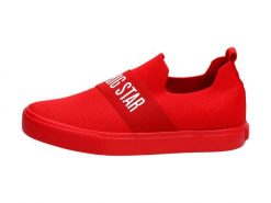 Czerwone tenisówki damskie Big Star Ff274220. Czerwone obuwie sportowe damskie Big Star, bez wzorów, z tkaniny, bez zapięcia. Za 119.92 zł.