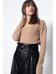 AUTHENTIC CASHMERE Kaszmirowy sweter "Lanfon" w kolorze beżowym rozmiar: XXL. Brązowe swetry klasyczne damskie AUTHENTIC CASHMERE, xxl, z kaszmiru, bez kołnierzyka. Za 394.45 zł.