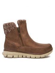 Skechers Botki Lovely Collab 167941/BRN Brązowy. Brązowe botki damskie Skechers, ze skóry, bez obcasa, na płaskiej podeszwie, bez zapięcia. Za 289.99 zł.