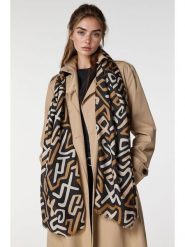 Lucky Bees Szal w kolorze czarno-beżowym - 180 x 50 cm rozmiar: onesize. Brązowe szaliki damskie Lucky Bees, bez wzorów, z materiału. Za 108.74 zł.