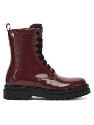 Tommy Hilfiger Trapery Lace-Up Bootie T4A5-34025-0775 S Bordowy. Czerwone kozaki dziewczęce Tommy Hilfiger, bez wzorów, ze skóry, bez obcasa, bez zapięcia. Za 489.99 zł.