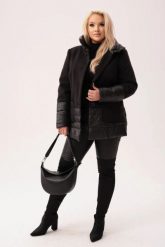 Czarna ocieplona kurtka Vera - dwa rodzaje tkanin PLUS SIZE XXL JESIEŃ ZIMA. Czarne kurtki damskie Moda Size Plus Iwanek, na jesień, plus size, bez wzorów, z materiału, bez kaptura. W wyprzedaży za 299.90 zł.