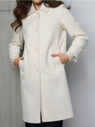 Klasyczny płaszcz z kołnierzykiem - żółty. Żółte płaszcze damskie Sinsay, l, bez wzorów, bez kaptura. Za 119.99 zł.