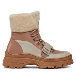 Botki Ted Baker. Brązowe botki damskie Ted Baker, bez obcasa, na płaskiej podeszwie, bez zapięcia. Za 559.99 zł.