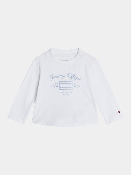 Tommy Hilfiger Bluzka KN0KN01917 Biały Regular Fit. Białe bluzki i koszule dziewczęce Tommy Hilfiger, bez wzorów, z bawełny, bez kołnierzyka, bez ramiączek. Za 69.99 zł.