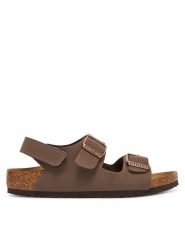 Birkenstock Sandały Milano As Kids 1029474 S Brązowy. Brązowe sandały chłopięce Birkenstock, ze skóry, bez zapięcia. Za 199.99 zł.