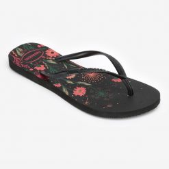 Japonki damskie Havaianas Slim Organic. Czarne klapki damskie Havaianas, bez wzorów, z kauczuku, bez obcasa, bez zapięcia. Za 149.99 zł.