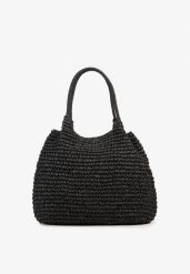 Czarna Pleciona Torebka Plażowa Shopperka Tilaura. Czarne shopper bag Born2be, bez dodatków. Za 74.99 zł.