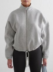 Damska bluza na zamek, stójka, mieszanka bawełny Campus Sweat szary melanż. Szare bluzy damskie Aim'n, l, bez wzorów, z bawełny, bez kaptura. Za 381.00 zł.