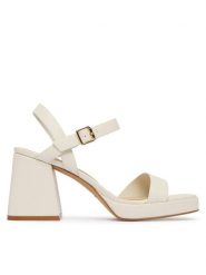 Aldo Sandały Montse 14053640 Kremowy. Białe sandały damskie ALDO, bez wzorów, ze skóry, bez obcasa, na słupku, bez zapięcia. Za 319.99 zł.