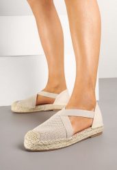 Beżowe Espadryle Ozdobione Plecionką i Paskiem Morinia. Brązowe espadryle damskie Born2be, z aplikacjami, bez obcasa, na obcasie. Za 69.99 zł.