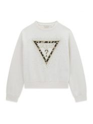 Guess Bluza J6BQ07 K6093 Kremowy Regular Fit. Białe bluzy dziewczęce Guess, z aplikacjami, z bawełny, bez ramiączek, bez kaptura. Za 214.99 zł.