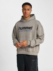 Bluza z kapturem Hummel Boxy Logo. Szare bluzy damskie Hummel, m, bez wzorów, z bawełny, z kapturem. Za 334.45 zł.