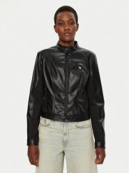Guess Kurtka skórzana W4YL04 WE480 Czarny Regular Fit. Czarne kurtki damskie Guess, xxl, z aplikacjami, z syntetyku, bez kaptura. Za 669.99 zł.