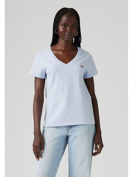 Levi's Koszulka w kolorze błękitnym rozmiar: S. Niebieskie koszulki damskie Levi's, s, bez wzorów, z bawełny, bez kołnierzyka, bez ramiączek. Za 61.60 zł.