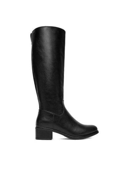 Clara Barson Kozaki CEO-WS6319-06 Czarny. Czarne kozaki damskie Clara Barson, z materiału, bez obcasa, na słupku, bez zapięcia. Za 219.99 zł.