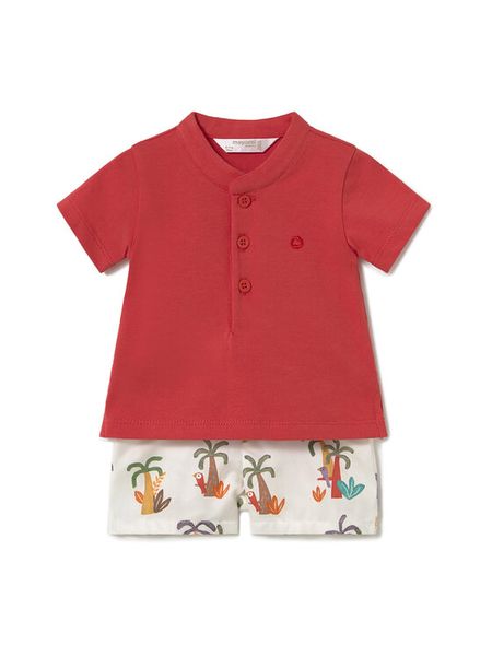 Mayoral Komplet polo i spodenki 1217 Czerwony Regular Fit. Czerwone spodnie niemowlęce Mayoral, bez wzorów, z bawełny. Za 89.99 zł.