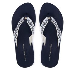 Japonki Tommy Hilfiger. Niebieskie klapki damskie Tommy Hilfiger, bez wzorów, bez obcasa, bez zapięcia. Za 189.99 zł.