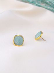 Pierres de Jade Pozłacane kolczyki-wkrętki z amazonitami rozmiar: onesize. Niebieskie kolczyki damskie Pierres de Jade, pozłacane. Za 39.99 zł.