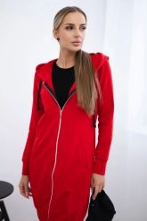 Bluza sukienkowa z kapturem czerwona. Czerwone bluzy damskie KESI, l, bez wzorów, z bawełny, z kapturem. Za 234.40 zł.