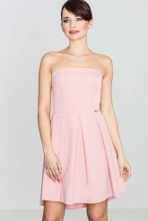 Elegancka Różowa Gorsetowa Sukienka z Dłuższym Tyłem. Czerwone sukienki damskie SALE, bez wzorów, z materiału, eleganckie, bez ramiączek. Za 199.00 zł.