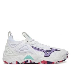 Buty halowe Mizuno. Białe obuwie sportowe casual damskie Mizuno, bez zapięcia. Za 399.99 zł.
