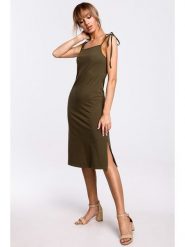 Made of emotion Sukienka w kolorze khaki rozmiar: M. Brązowe sukienki damskie Made Of Emotion, bez wzorów, bez ramiączek. Za 43.99 zł.