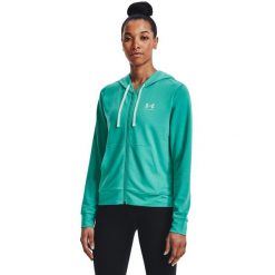 Bluza damska Under Armour Rival Terry FZ Hoodie. Czarne bluzy damskie Under Armour, xl, bez wzorów, bez kaptura. Za 129.99 zł.
