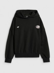 4F Bluza dresowa oversize z kapturem damska - czarna M. Czarne bluzy damskie 4F, m, bez wzorów, z dresówki, z kapturem. Za 179.99 zł.