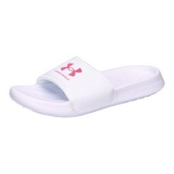 Klapki damskie Under Armour Ignite Select. Białe klapki damskie Under Armour, bez wzorów, bez obcasa, bez zapięcia. Za 179.50 zł.