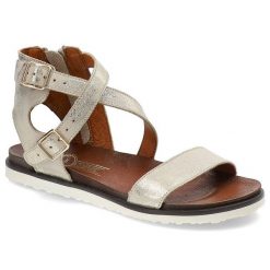 Złote Sandały Lemar Wygodne Buty Damskie. Żółte sandały damskie Lemar, bez wzorów, ze skóry, bez obcasa, bez zapięcia. Za 169.00 zł.