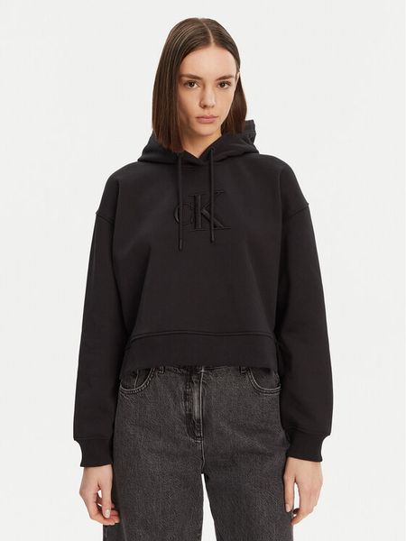 Calvin Klein Jeans Bluza J20J224718 Czarny Relaxed Fit. Czarne bluzy damskie Calvin Klein Jeans, l, bez wzorów, z bawełny, bez kaptura. Za 259.99 zł.