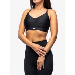 Biustonosz sportowy Under Armour Infinity Low Covered Sports Bra. Czarne biustonosze sportowe damskie Under Armour, bez wzorów. Za 229.99 zł.