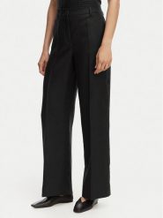 Weekend Max Mara Spodnie materiałowe Malizia 2615131112 Czarny Regular Fit. Czarne spodnie materiałowe damskie Weekend Max Mara, bez wzorów, ze lnu. Za 1,049.00 zł.