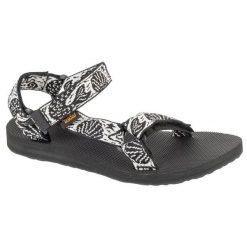Sandały Teva Original Universal Sandals 1003987-SKW czarne. Czarne sandały damskie bez wzorów, z materiału, bez obcasa, bez zapięcia. W wyprzedaży za 373.25 zł.