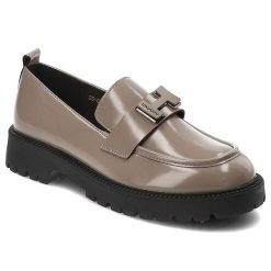 Beżowe Półbuty Vinceza Eleganckie Obuwie Damskie. Brązowe półbuty damskie VINCEZA, na wiosnę, bez wzorów, z lakierowanej skóry, bez obcasa, bez zapięcia. Za 179.00 zł.