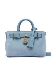 Tommy Hilfiger Torebka American Icon Micro Tote Suede AW0AW18853 Błękitny. Niebieskie torebki klasyczne damskie Tommy Hilfiger, ze skóry, bez dodatków. Za 849.99 zł.