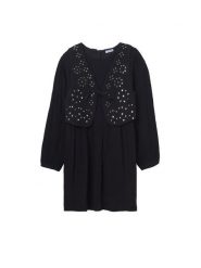 Mayoral Sukienka codzienna 7910 Czarny Regular Fit. Czarne sukienki dziewczęce Mayoral, bez wzorów, z wiskozy, bez ramiączek, proste. Za 189.99 zł.