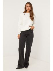 Soft Cashmere Sweter w kolorze białym rozmiar: 38/40. Białe swetry klasyczne damskie Soft Cashmere, prążkowane, bez kołnierzyka. Za 152.99 zł.