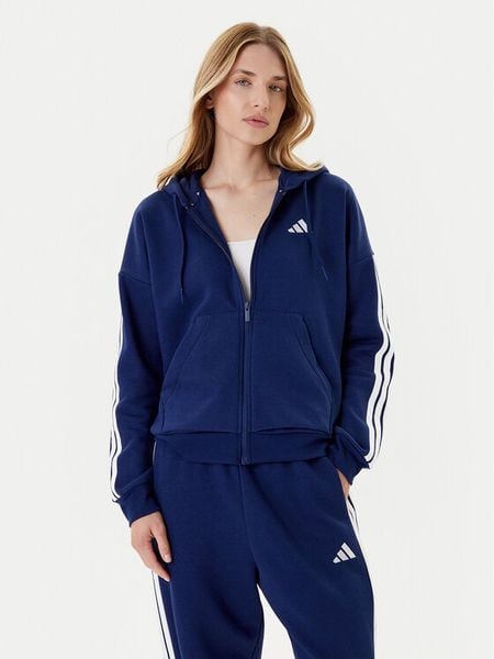 Adidas Bluza Essentials 3-Stripes JY3083 Niebieski Regular Fit. Niebieskie bluzy damskie Adidas, s, bez wzorów, z bawełny, bez kaptura. Za 209.99 zł.