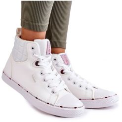 Damskie Wysokie Trampki Cross Jeans KK2R4060C Białe. Białe trampki damskie bez wzorów, z jeansu, bez zapięcia. Za 240.34 zł.