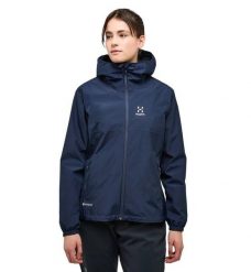 HAGLOFS Kurtka przeciwdeszczowa damska Kaise GTX Jacket Women tarn blue-S. Niebieskie kurtki damskie Haglöfs, l, bez wzorów, z gore-texu, bez kaptura. Za 650.89 zł.