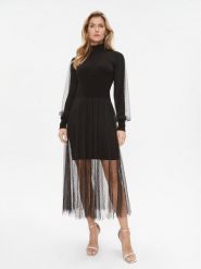 TWINSET Sukienka dzianinowa 232TT3413 Czarny Regular Fit. Czarne sukienki damskie Twinset, bez wzorów, z dzianiny, bez ramiączek. Za 1,229.00 zł.