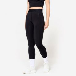 Legginsy fitness damskie Domyos. Czarne legginsy damskie DOMYOS, l, bez wzorów, z elastanu. Za 99.99 zł.