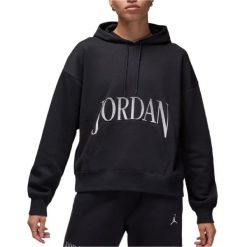 Bluza z kapturem Jordan Brooklyn. Czarne bluzy damskie Nike, bez wzorów, z bawełny, z kapturem. Za 349.99 zł.