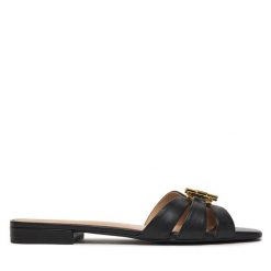 Klapki LAUREN RALPH LAUREN. Czarne klapki damskie Lauren Ralph Lauren, bez wzorów, bez obcasa, bez zapięcia. Za 659.99 zł.