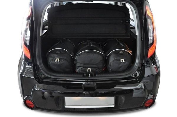 Torby Do Bagażnika Kia Soul 2014-2018 3Szt Kjust. Czarne torby podróżne KJUST, bez wzorów, z kauczuku. Za 860.00 zł.