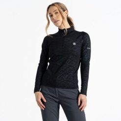 Bluza turystyczna damska Divulge. Czarne bluzy damskie Dare 2b, bez wzorów, z elastanu, bez kaptura. W wyprzedaży za 117.20 zł.