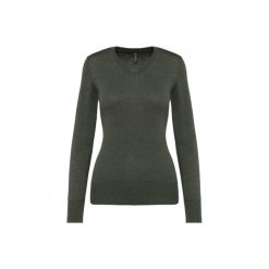 Damski sweter v-neck Kariban. Szare swetry klasyczne damskie KARIBAN, na zimę, bez kołnierzyka. Za 138.00 zł.